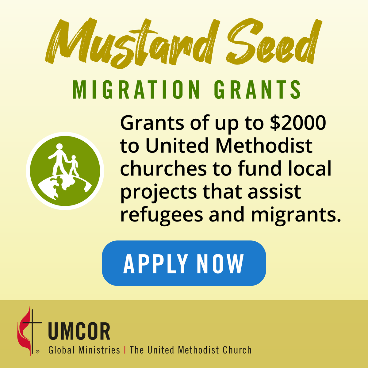 UMCOR's Mustard Seed Migration Grant program returns!  U.S. #UMC churches can apply to receive funding for community projects supporting immigrants, migrants and refugees. 

Let's sow seeds of compassion together! Explore details and apply: umcmission.org/press-release/…… 

#BeUMC