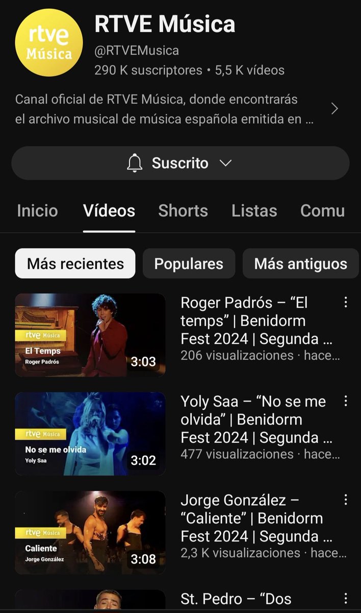 Friendly remainder: podéis volver a ver todas las actuaciones del @BenidormFestTVE en el canal de YouTube de @rtve, 'RTVE Música'. Las suben inmediatamente.

#BenidormFestSemi2
#BenidormFest2024

👇🏽👇🏽👇🏽👇🏽youtube.com/@RTVEMusica?si…
☝🏼☝🏼☝🏼☝🏼