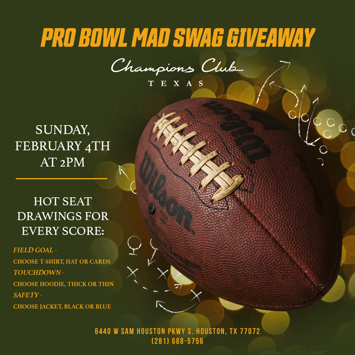 ChampionsClubTX's tweet image. February promos HOT off the press at @ChampionsClubTX!

- DAILY $1K Drawings at 10 PM: Earn tickets from 4pm - 10 pm daily and DOUBLE tickets from midnight - 8 am. Tickets remain in drum throughout the month!

- February 1st - February 19th: Play 8 hours of cash in a 24 hour…