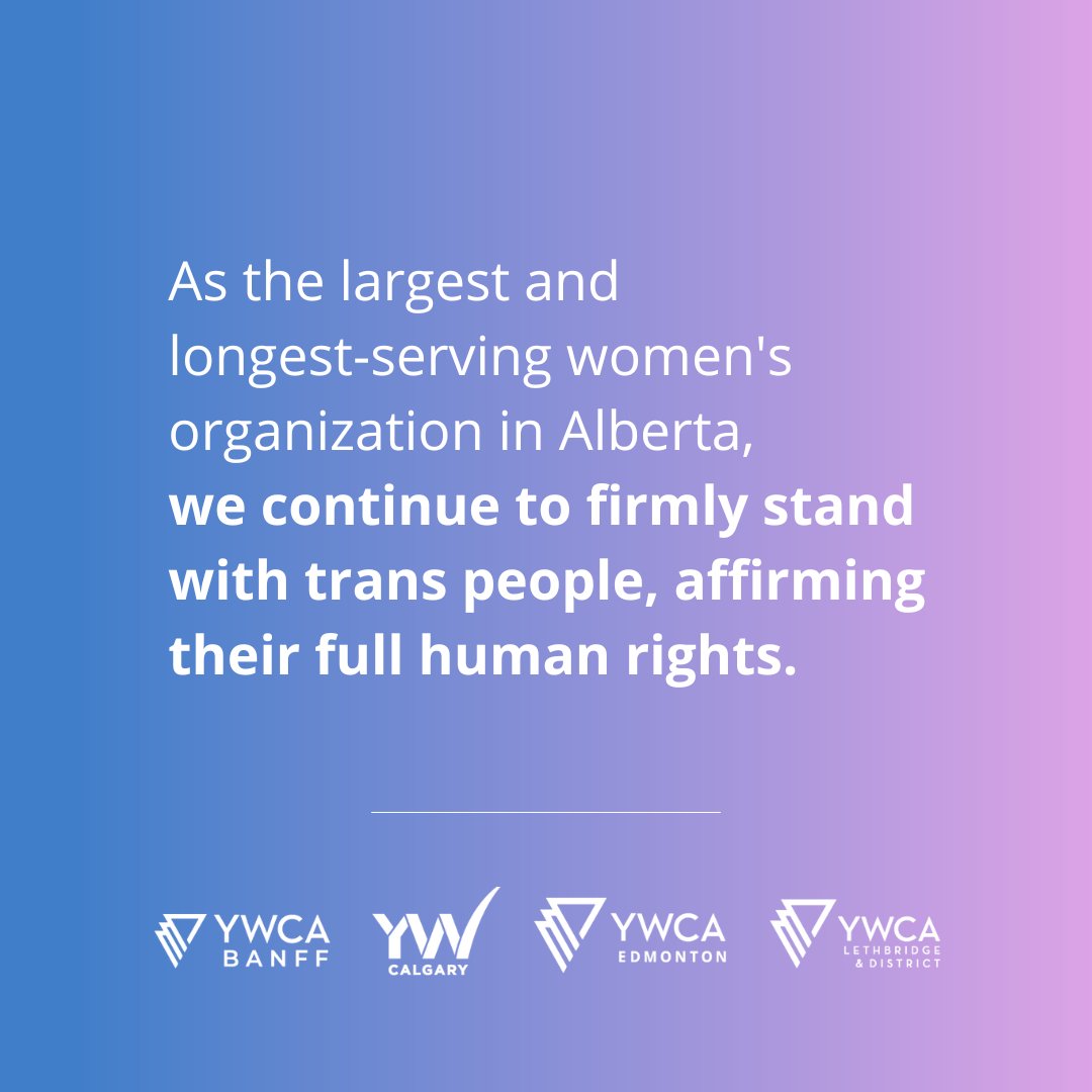 As the largest and longest-serving women's organization in Alberta, we continue to firmly stand with trans people, affirming their full human rights.

Please share and repost.