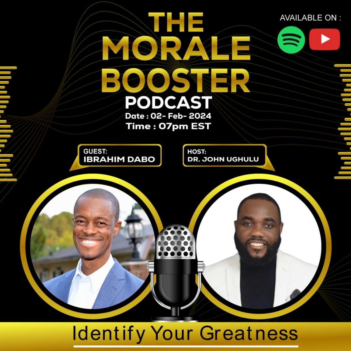 🚨UPCOMING LIVE EPISODE ALERT!🚨

Episode 144: Live with Ibrahim Dabo

Ibrahim is the founder of the Purpose Graciously Revealed podcast, a refugee-turned-Journalist, and an IT Director for a global organization. In 2022, Governor Brian Kemp of Georgia appointed him as a