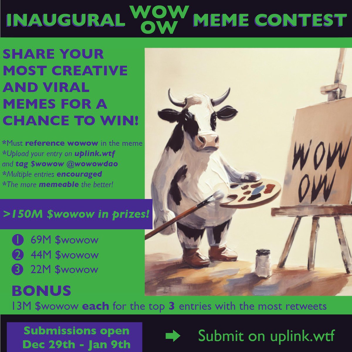 wowowdao's tweet photo. Thanks to everyone who participated in the wowow meme contest! We had a bunch of awesome entries, check out the winners below👇 https://t.co/4b4d13k53o