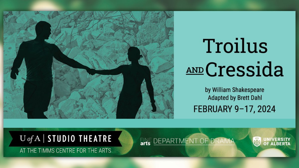 MFA Director Brett Dahl's adaptation of Shakespeare's rarely-seen 'Troilus & Cressida' (one of his most experimental and modern plays, and most grueling depiction of love & war) runs Feb 9-17 at the Timms. ualberta.ca/arts/shows/the… #UAlberta #UAlbertaArts #yegtheatre @UofA_Arts