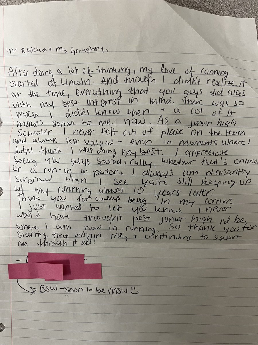 dr_roucka's tweet photo. A former runner reached out to @k8gerat and me today. What a heartfelt and sincere letter. #Elevate203 #bestyearever https://t.co/XBeqfaEUSk