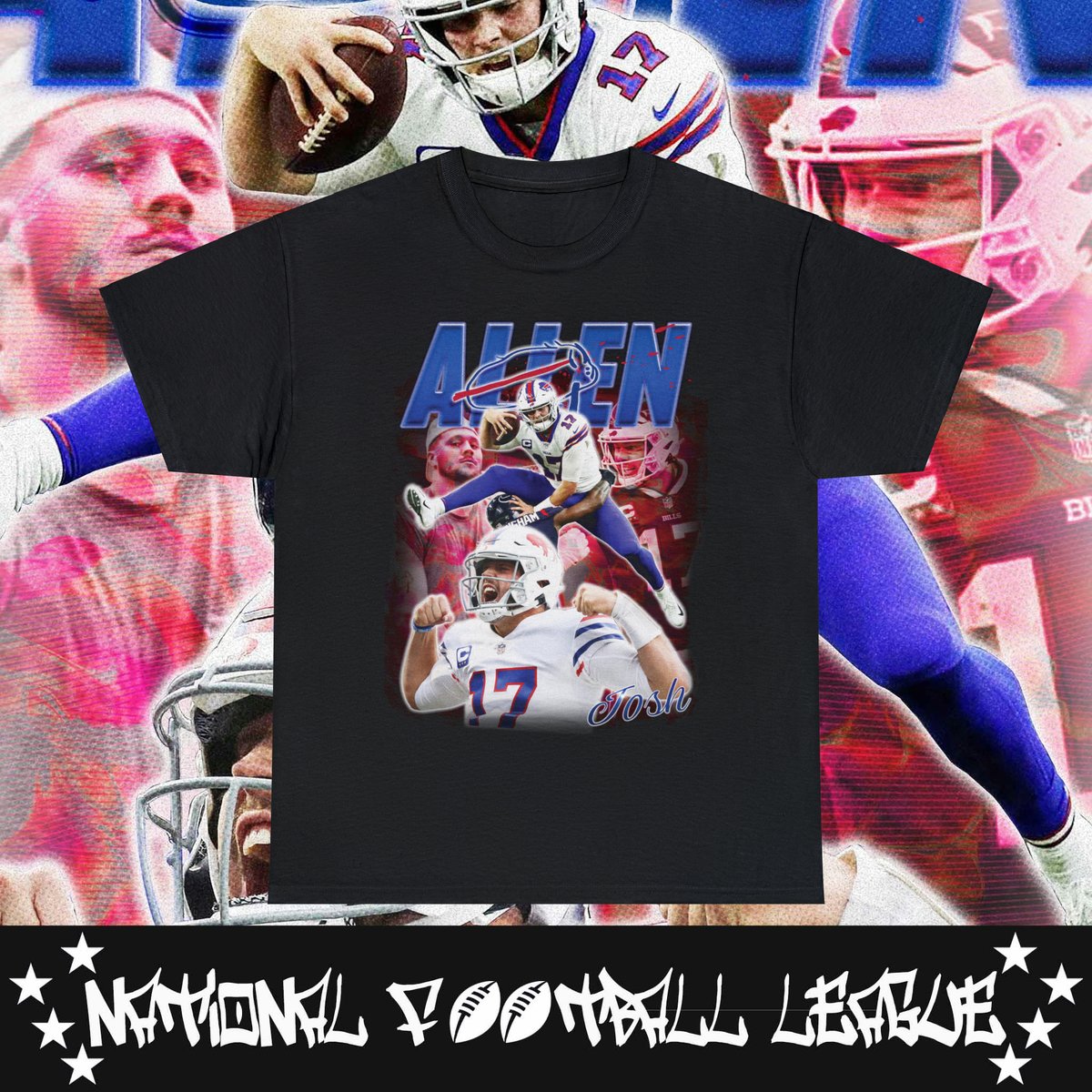 Josh Allen 90s Vintage T-Shirt Allen Buffalo Football NFL Grap by 888digitalarts etsy.me/3HKEURs via @Etsy #joshallen #NewYork #BuffaloBills #BillsMafia #NFL #digitalfiles #PNG #vintage #bootleg #tshirts #ALLEN #gifts #giftideas