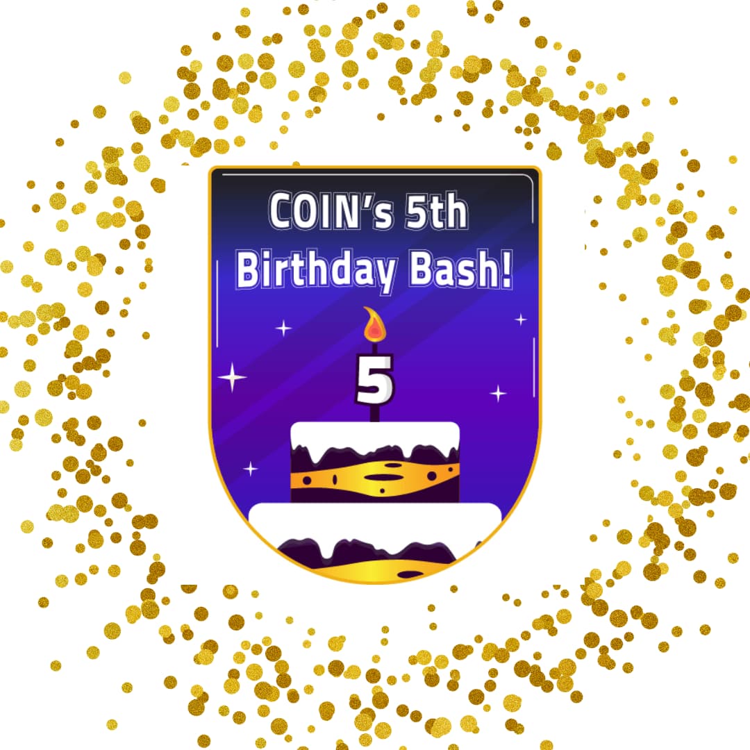 coin_with_us's tweet image. Don't forget to Geomine today to celebrate COIN's 5th birthday! All participants will receive this shiny new badge for Geomining on this special day 🤩

l8r.it/SHBE

P.S. All 3 events are happen today!

⭐️ Double Play Day
⭐️ Super Survey Saturday
⭐️ Lucky Last Day