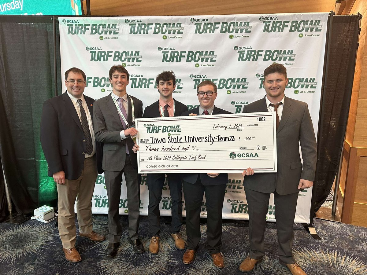 Congratulations to Jamie Sprague, Gage Mills, Bobby Shepherd, and Sam Hansen for placing 7th in the GCSAA Turf Bowl! Well done! <a href="/GCSAA/">GCSAA</a>