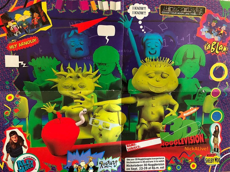 DailyNickNews's tweet photo. #TBT: Nickelodeon Magazine's 3D NOGGLEVISION school book covering pull-out (front and back)!

#HeyArnold #KaBlam #Rugrats #AlexMack #ShelbyWoo #NickelodeonMagazine #NickMagazine #NickRewind #NickSplat #90s #ThrowbackThursday #Poster https://t.co/jtDVzeEwVb