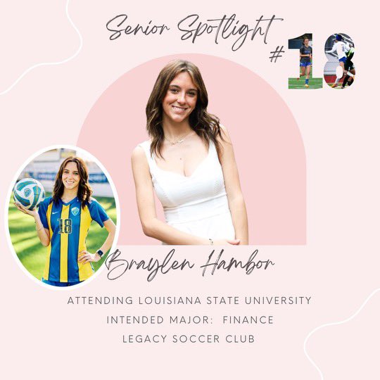 KHS_LKatsSoccer's tweet photo. 🌟SENIOR SPOTLIGHT🌟
#1️⃣8️⃣ Braylen Hambor has been a Lady Bearkat ⚽️ player for all 4 years and a Varsity Letterman for 3 years. Braylen is a very hard working midfielder and has been a key contributor to our success this season. Good luck Braylen‼️ #GeauxTigers #2024 https://t.co/rU83e7kxn3