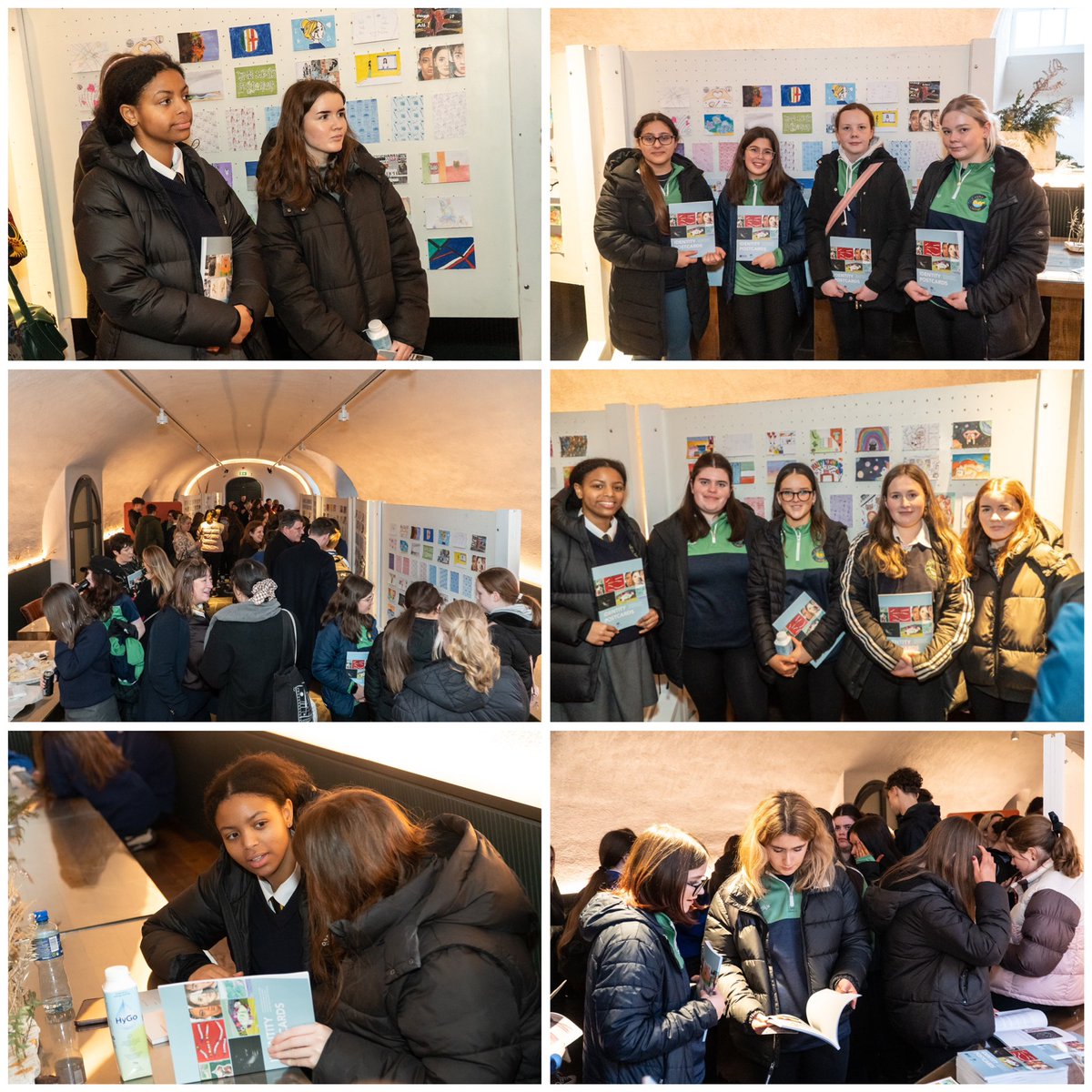 cranacollegeart's tweet photo. Ms Reddin &amp; her students at the launch of #CreativePostcards exhibition @IMMA. They were very proud to see their work on display in such a prestigious place &amp; also be featured in the accompanying catalogue. Thanks @F_Kilkenny  @ieBritish &amp;
@BritEmbDublin organising &amp; supporting https://t.co/Bd0fBX8EdD