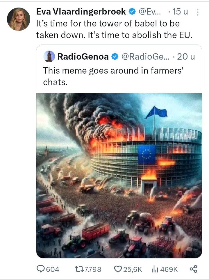 marcelbar8's tweet image. Eva Vlaardingerbroek radicaliseert waar je bij staat. Wat een gevaarlijke tante is dat. 
#boerenprotest #Brussel