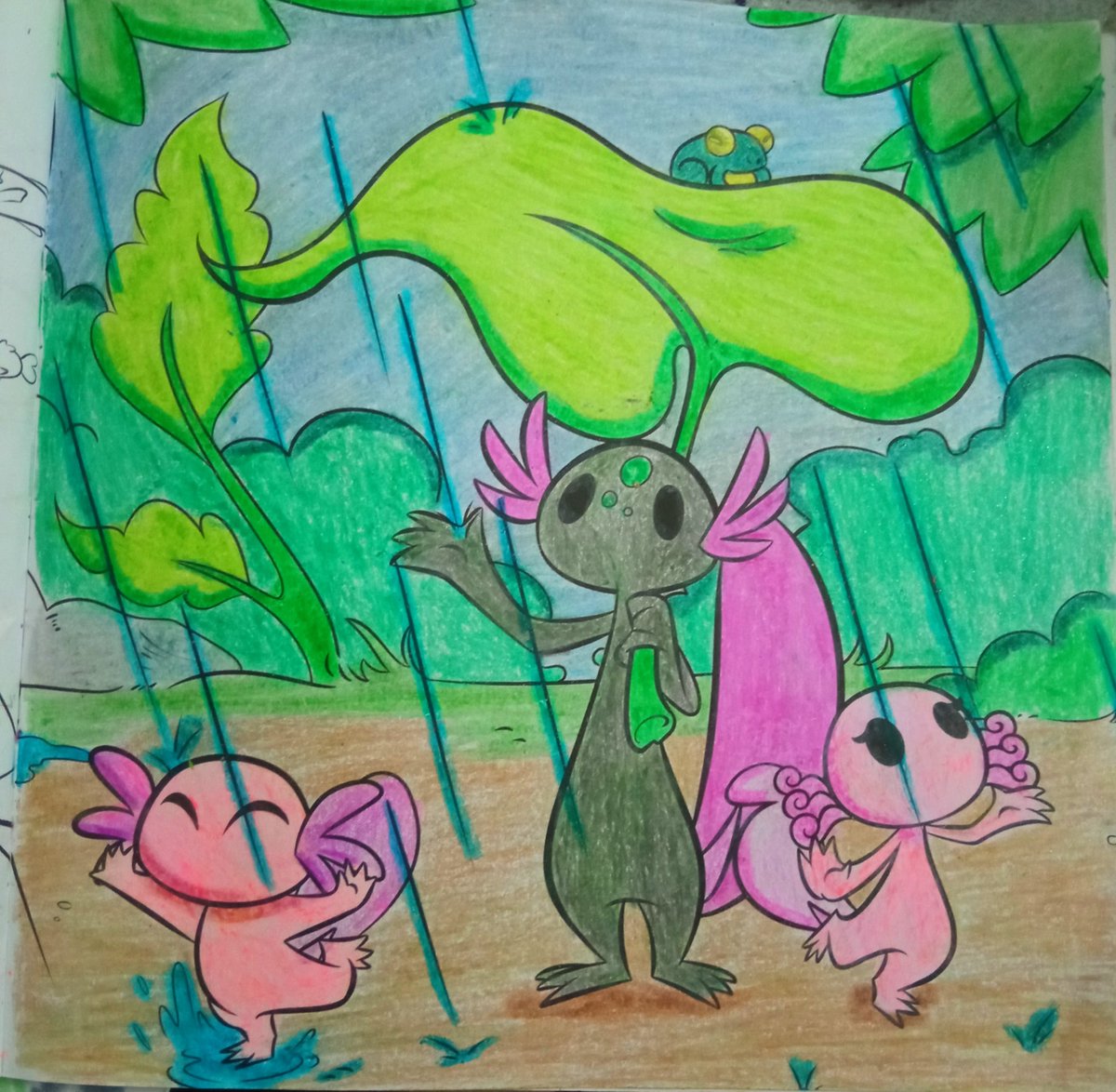 vicherry_'s tweet photo. Hoy es el día Nacional del ajolote 💓 y que mejor que colorear a los ajolotitos de @Axo_oficial 
(está vez use crayolas uwu )

#diadelajolote #1defebrero #dianacionaldelajolote #ajolote #axoaventuras #Villainous #Villanos https://t.co/m6betg69c0