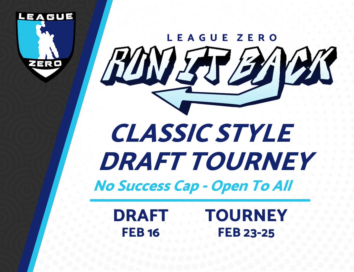 You best believe we are back!  

Join us for League Zero: Run It Back! A weekend draft tournament open to all. 

Join the Discord below for more info: discord.gg/UbKbGDX