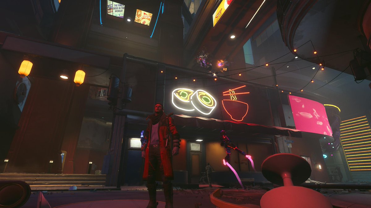 NOISECHECK's tweet photo. Lighting this part of the city was fun, proud of those neons I created, especially the sushi ones 😅 #SuicideSquadGame https://t.co/EXIVuLgD7R