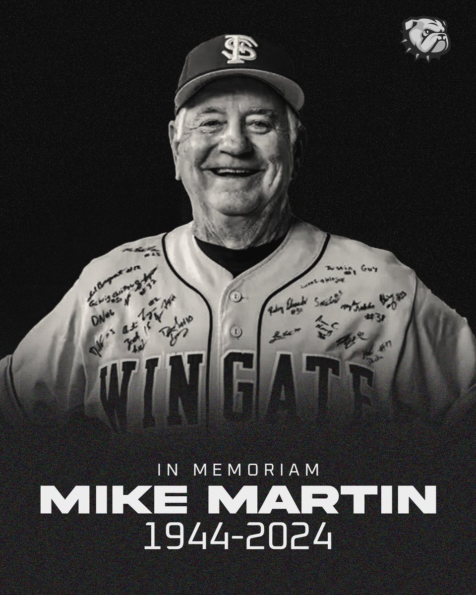 WU_Bulldogs's tweet photo. RIP Mike Martin 

The former Wingate baseball player &amp; all-time leader in career @ncaa coaching victories passed away Thursday. https://t.co/TXNIERMoDJ