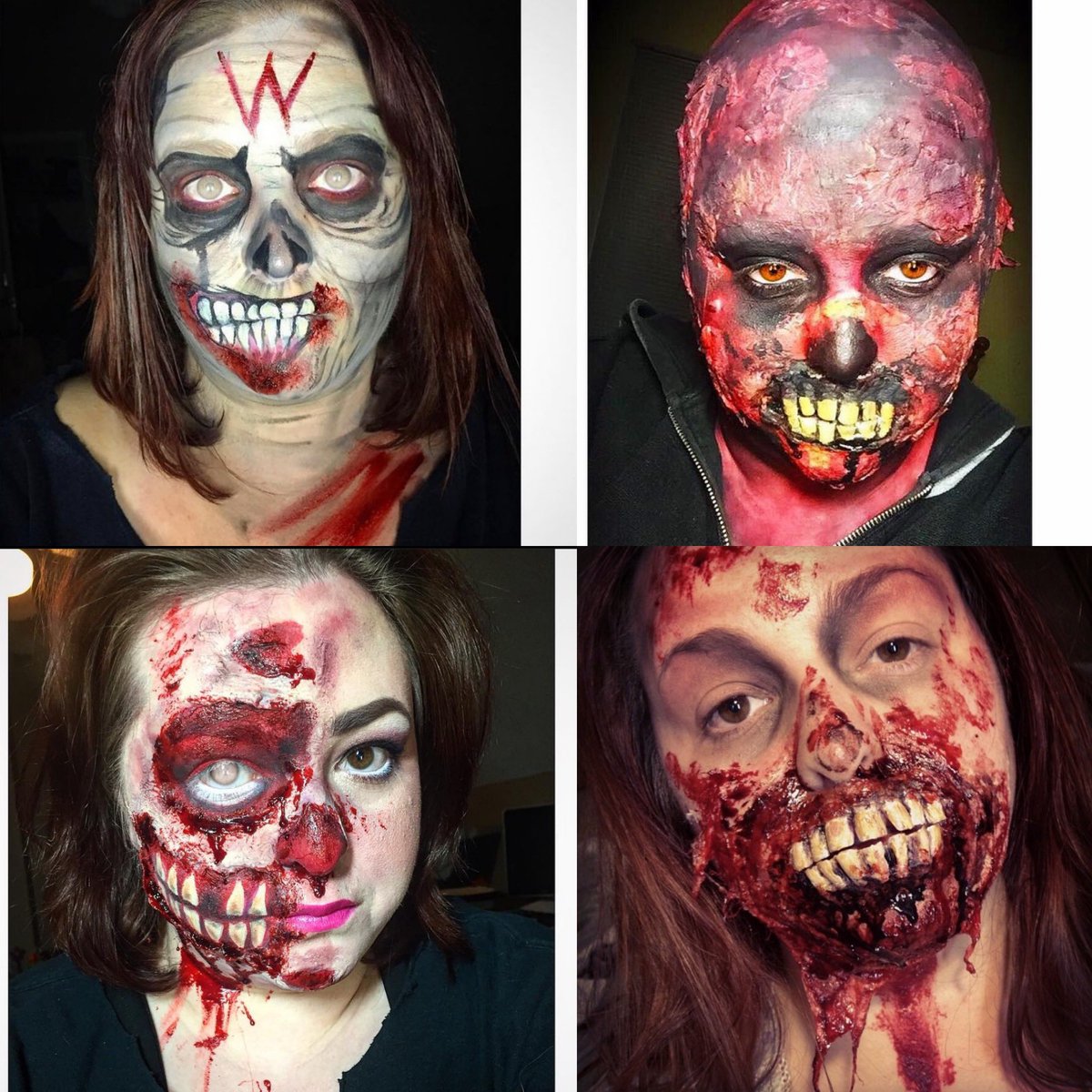 Zombie makeups from the past. The zombiefied post had me inspired to share. It’s been a minute since I’ve done a gory zombie look on myself. 

#mua #makeupartist #sfxmakeup
