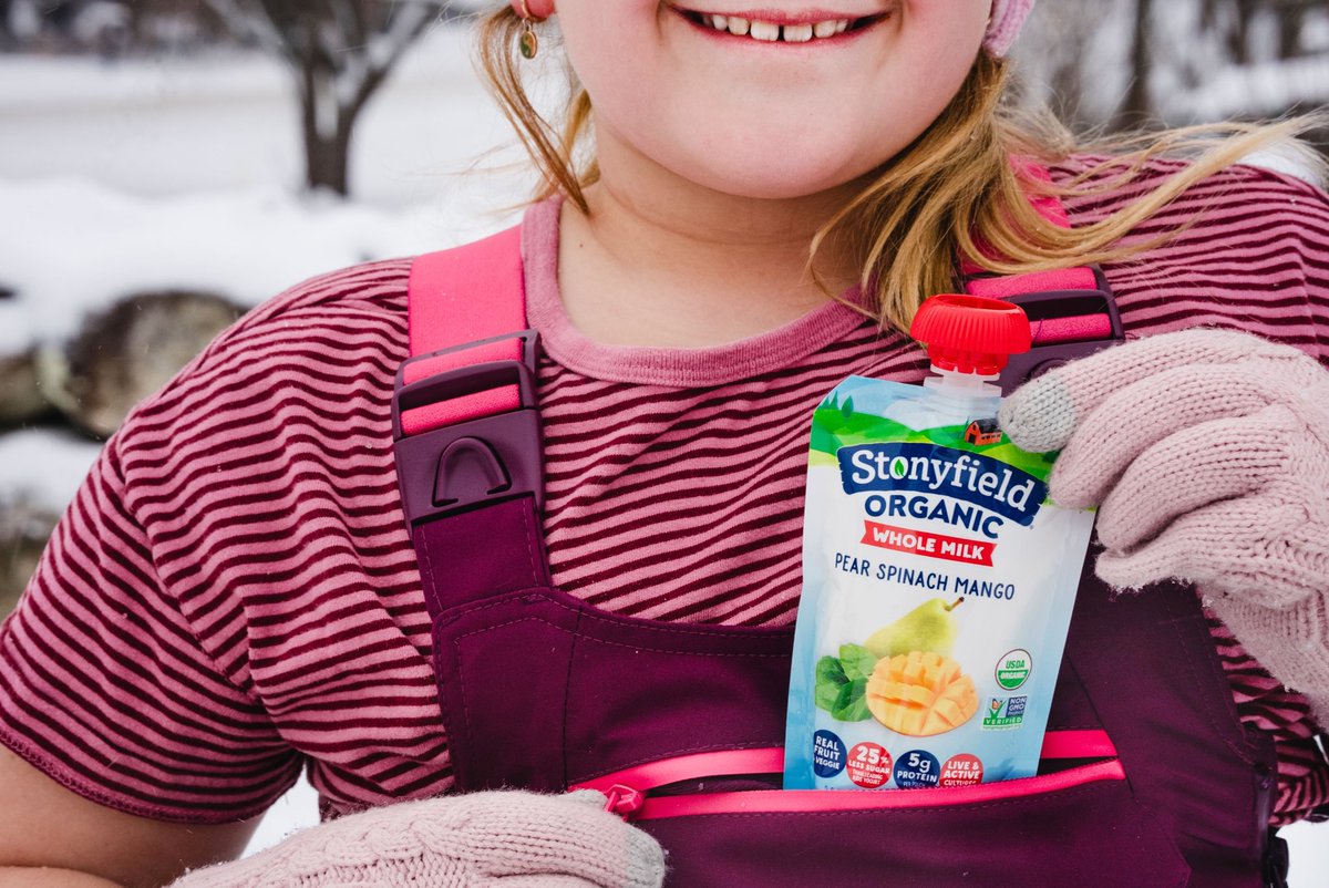 Essentials for a magical snow day:

✅ Fresh snow, perfect for sledding and snowman-making
✅ Rosy cheeks &amp; bright smiles
✅ Mitten-friendly organic snacks (like Stonyfield yogurt pouches)