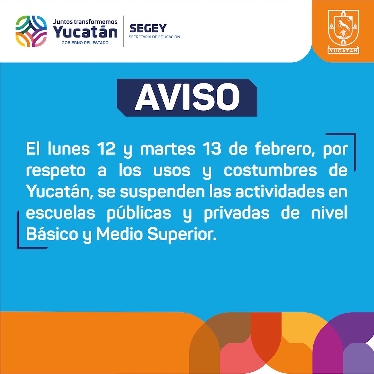 Compartimos el siguiente aviso a la comunidad escolar.