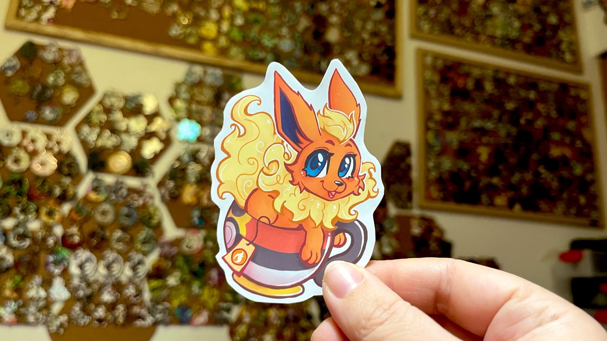 taelvea's tweet photo. So excited with how well the sticker paper came out, anyone need some spicy tea? Hehe

Which eeveelution should I do next? 🤔 https://t.co/lEgNsiIADk