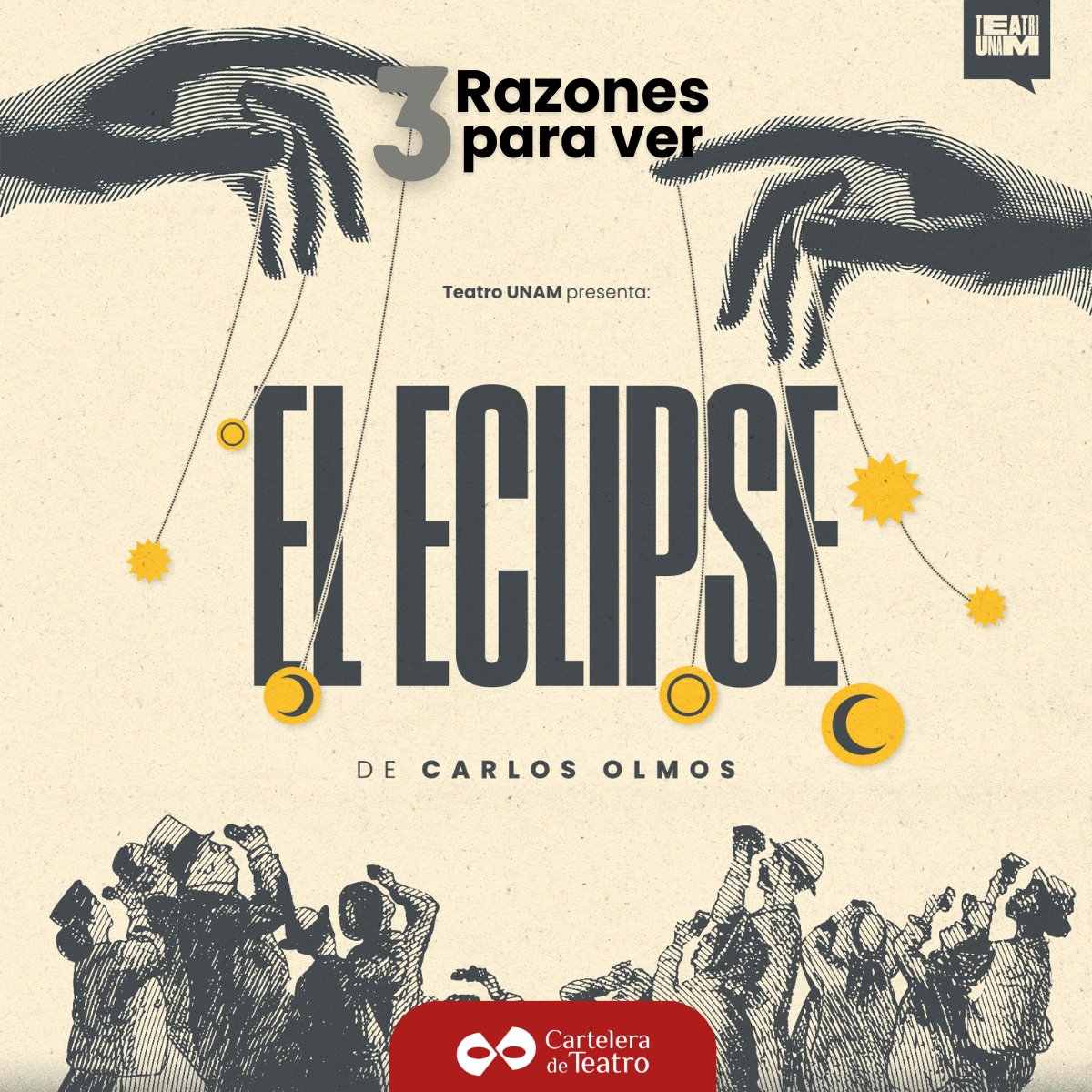 elteatrocdmx's tweet photo. Aquí te damos 3 #razones para que te lances a ver #ElEclipse de #CarlosOlmos @CaracolaPro  @teatrounam 
📅 J-D, hasta 2 de marzo
📍 #TeatroSantaCatarina
🎫General $150
Texto completo: https://t.co/wtU2xbNnYC https://t.co/jCeLMPLtFM