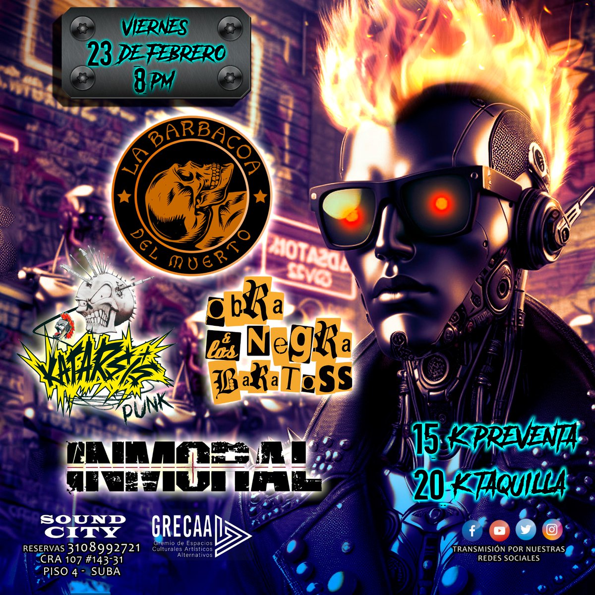 felipehmgm's tweet photo. LBDM de nuevo al ruedo con el primero del año, nos vemos en sound city el viernes 23 de febrero desde las 8pm los esperamos a todos!!...
🤘💀🤘
#music #rock #punk #bogota #punkrock #lbdm #labarbacoa #bass #drums #guitar https://t.co/e4bDGB1u04