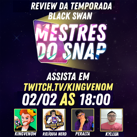 OH SNAP! O quadro mais amado do Brasil está de volta, os Mestres do Snap vão estar ao vivo amanhã as 18h avaliando a nova temporada do Skaar que está chegando no começo de Janeiro  

Dessa vez os convidados serão <a href="/PeraltaMG_/">Marcos Peralta</a> #kylluaytb e <a href="/Reliquianerd/">ReliquiaNerd</a>, cuida pra não perder a