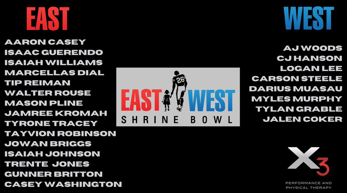 We’re excited to watch our X3 athletes take the field during the Shrine Bowl tonight at 8 ET on the NFL network. Wishing these guys the best of luck as they take another step toward their dreams! #X3totheNFL #weareNEXT @EricGalko