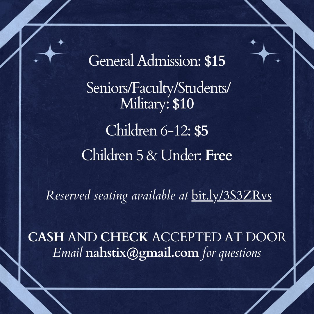 The Prince is giving a ball, and you’re invited👑

Tickets are now ON SALE for the NAHS production of R+H’s Cinderella💜 they can be found at the link in our bio or at the link on this post! See you there!!