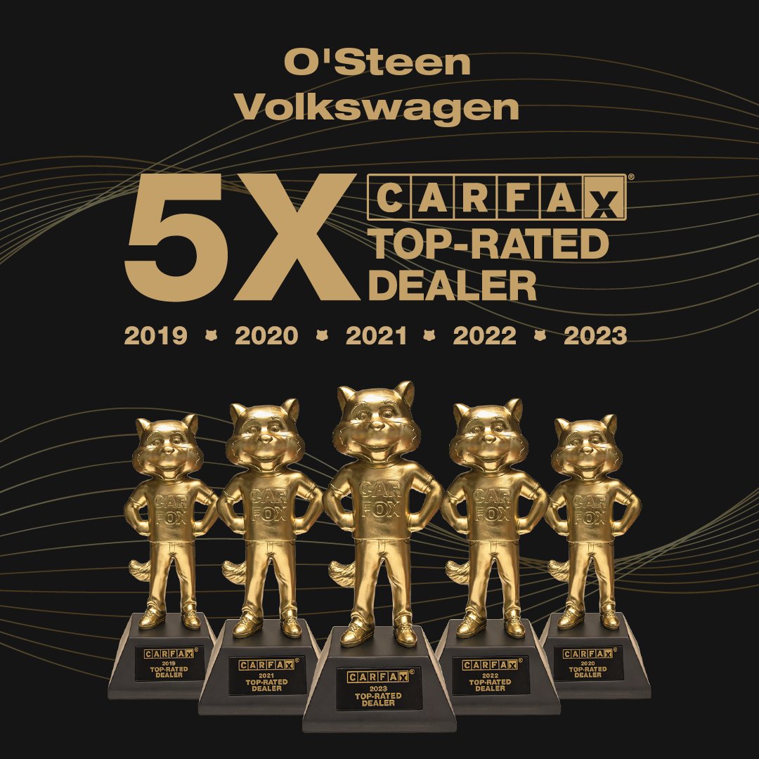 We're thrilled to announce that we've been honored as a 5X CarFax Top Dealer! We owe this incredible recognition to the support of our valued customers and the dedication of our exceptional team.

#CarFaxTopRated #OSteenVW