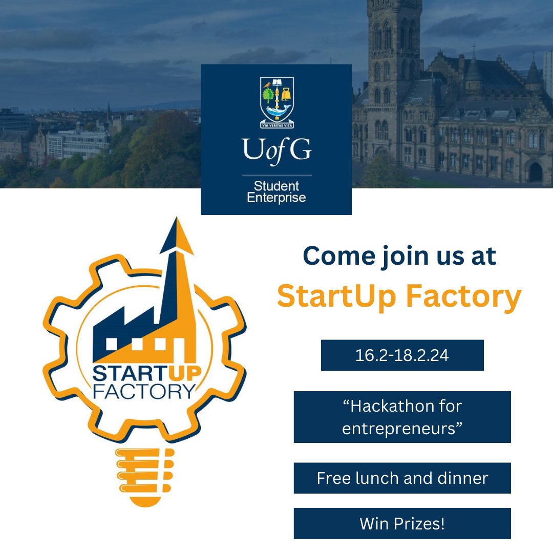 Come join us from the 16th to the 18th of February for the Start Up Factory, a weekend-long hackathon for #entrepreneurs. We will be providing workshops and skills development and there will be prizes for the lucky winners at the end of the competition.  Follow us to stay posted.