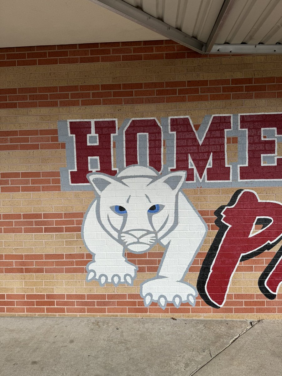 TBradleyMurals's tweet photo. Yesterday it was Leopards and today it is Panthers! Another project @HISD_Crespo that overlooks their blacktop playground! #HomeofthePanthers https://t.co/1oEWggzlEQ