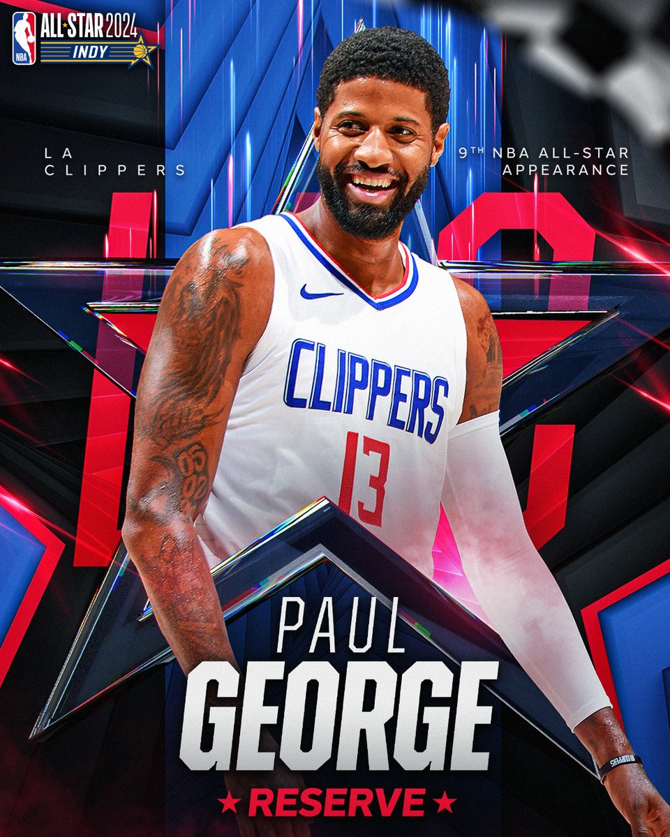 NBAAllStar's tweet photo. Making his 9th #NBAAllStar appearance... Paul George of the @LAClippers.

Drafted as the 10th pick in 2010 out of Fresno State, @Yg_Trece is averaging 23.0 PPG, 5.5 RPG and 3.5 APG for the Clippers this season. https://t.co/qkMrd8cDqk