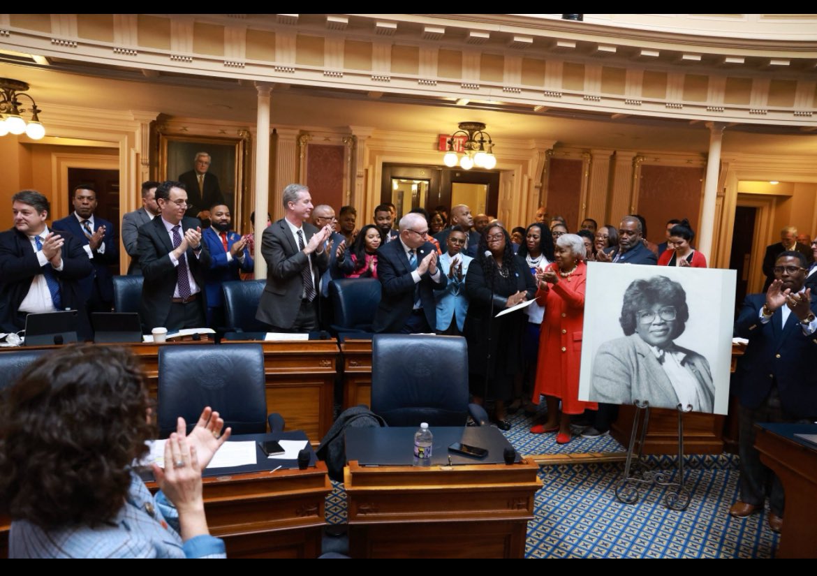 AWGNorfolk's tweet photo. We celebrated black history by celebrating Senator Yvonne B. Miller in the General Assembly, the first black woman elected to the @VaHouse who also served in the @VASenate. It’s been 40yrs since she was elected. She is Norfolk’s crown jewel. #norfolksenator https://t.co/8rsxUd7PPA