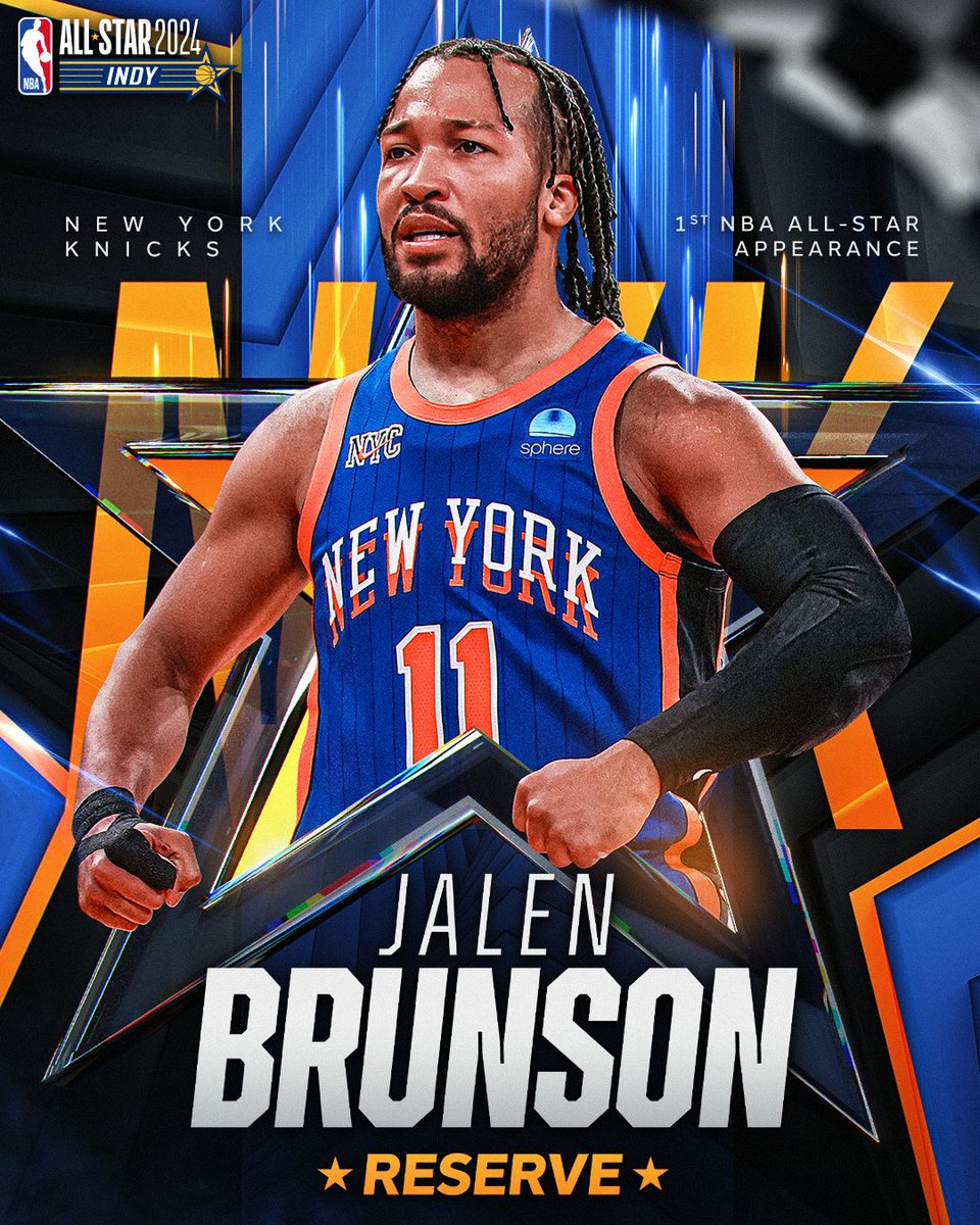 Making his 1st #NBAAllStar appearance... Jalen Brunson of the <a href="/nyknicks/">NEW YORK KNICKS</a>.

Drafted as the 33rd pick in 2018 out of Villanova, <a href="/jalenbrunson1/">Jalen Brunson</a> is averaging 26.8 PPG, 3.8 RPG and 6.5 APG for the Knicks this season.