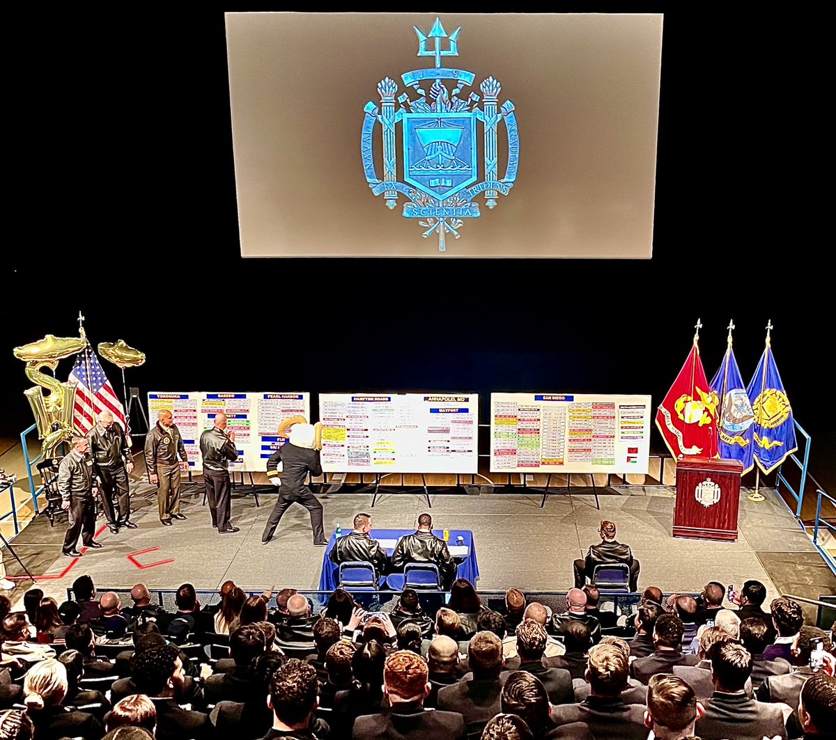 NavalAcademy's tweet photo. Scenes from Ship Selection going on now in Alumni Hall β Mids are SWO happy!
#shipselection #gonavy #usnavy https://t.co/86Iz6UcNXt