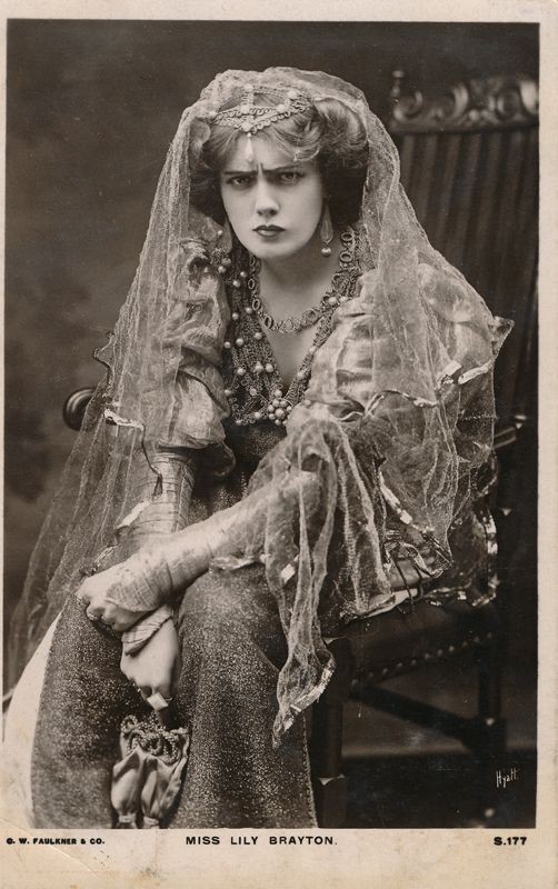Portrait of English actress Lily Brayton in the Shakespeare's play King Richard II.  Photographed in 1896.