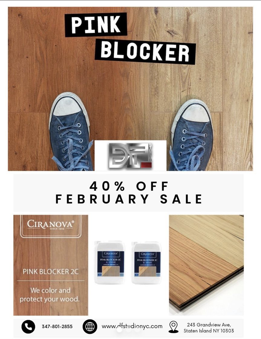 dfstudionyc's tweet photo. ✨ February Sale is Here! ✨ Unlock the secret to flawless wood finishes with Ciranova’s Pink Blocker! Ideal for artisans and DIYers looking to elevate their work. Seize this chance for premium quality at special prices. Shop now! #DFstudioNYC #WoodFinishing #CiranovaSale https://t.co/5NFfziawIn
