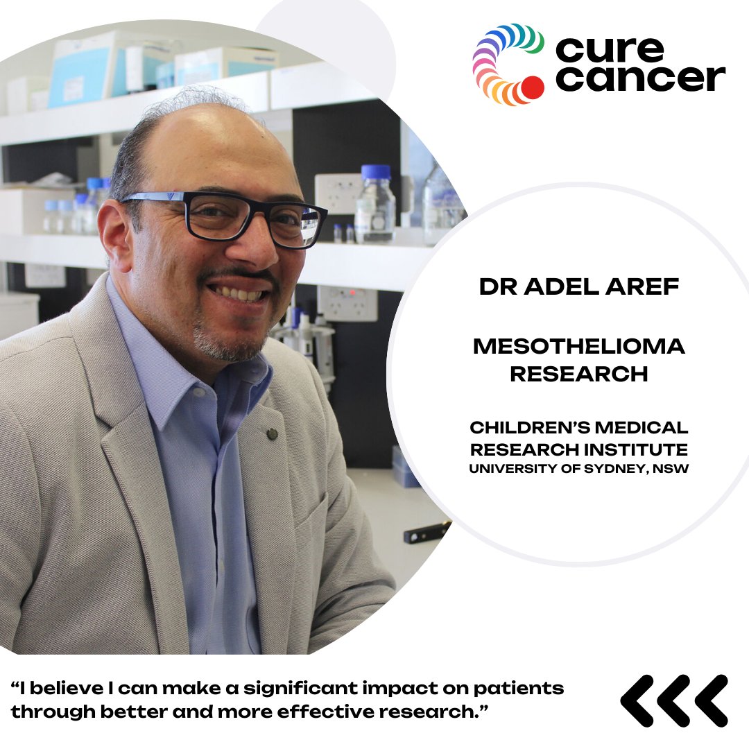 Research grant recipient for crucial research on a rare cancer, mesothelioma: <a href="/dradelaref1/">Adel Aref</a> – <a href="/CMRI_AUS/">CMRI</a> at <a href="/Sydney_Uni/">University of Sydney</a>
