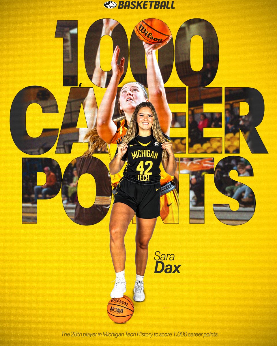 mtuwbb's tweet image. A congratulations is in order for the 28th player in program history to reach 1,000 career points, Sara Dax 🥳

#FollowTheHuskies