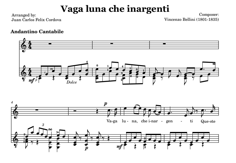 Vaga luna che inargenti for arranged for voice and guitar.

Sheet music available for sale at:
sheetmusicdirect.com/en-US/se/ID_No…
sheetmusicplus.com/en/product/vag…

#classicalmusic #classicalguitar #arrangement #opera #bellini #belcanto
#sheetmusic #music #guitar #fingerstyle