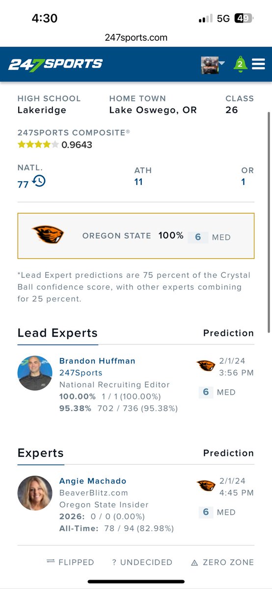 TRENDING: 2026 HIGH 4 ⭐️ RB/LB Ansu Sanoe has received a Crystal Ball to Oregon State from Brandon Huffman and Angie Machado!! 

An absolutely HUGEEE development in his recruiting as he is the #1 target for that class. Sanoe, who is from Lake Oswego, OR is the #1 player in Oregon