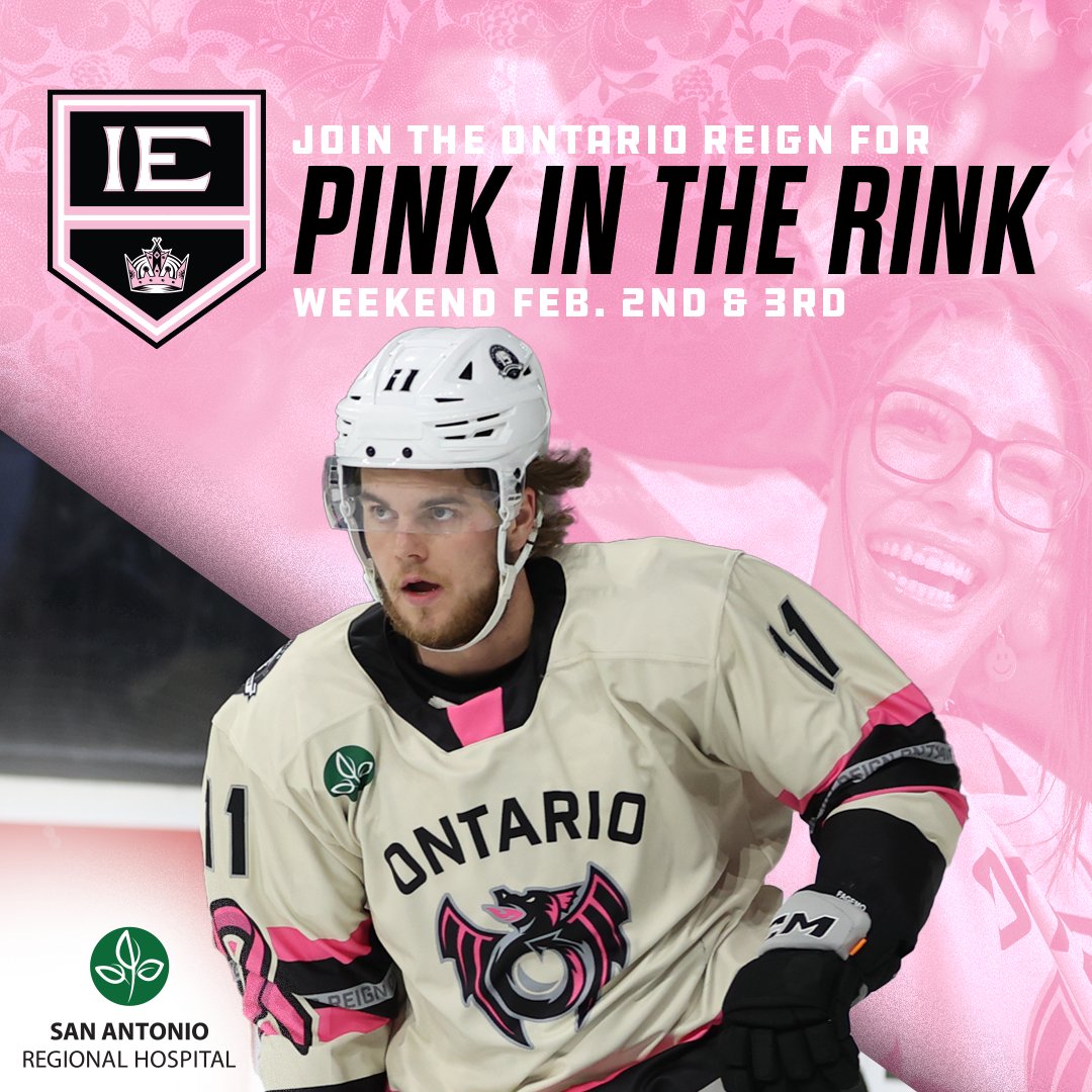 ontarioreign's tweet photo. Don't miss out on Pink in the Rink tomorrow and Saturday! Make a difference just by purchasing a ticket at the link below. A portion of each ticket will benefit @SanAntonioHosp!
🎟️+💗: https://t.co/mKoDLHyi4O

#ReignTrain https://t.co/lNc7IMrrt3