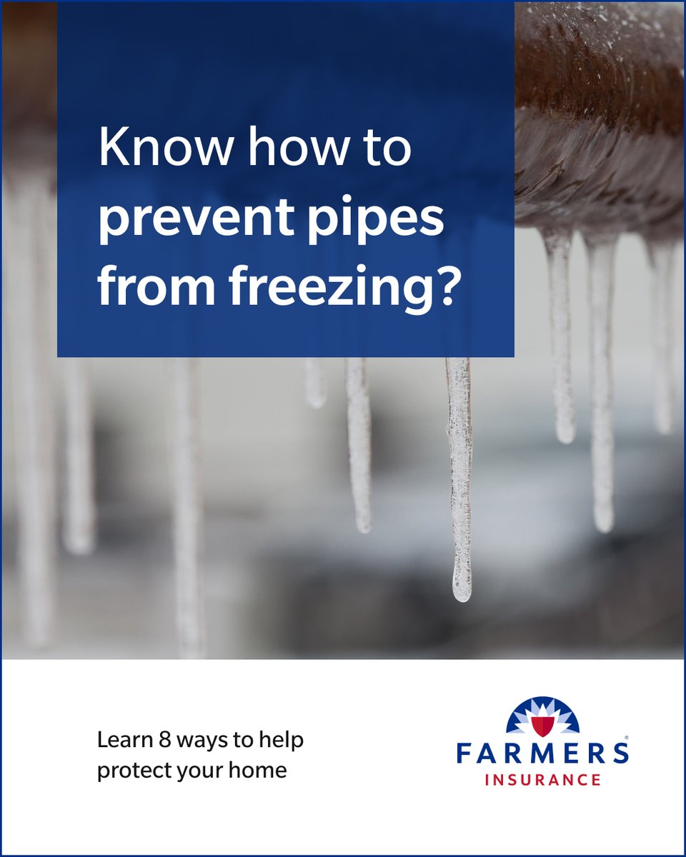 Get ahead of the freezing temperatures by taking steps now to help protect your water pipes. Here are 8 ways to help you avoid costly water damage: farme.rs/49C0a8b