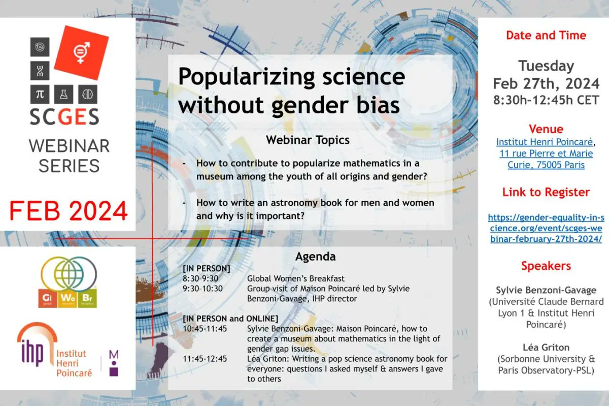 WomeninPolarSci's tweet photo. How to popularize science without gender bias?
Amazing event run by the Standing Committee for Gender Equality in Science (SCGES) on 27 February.
This is a hybrid event - a physical event in Paris and a webinar.
Register here: https://t.co/JBpT6yHtcQ https://t.co/5m4KWoXAqm