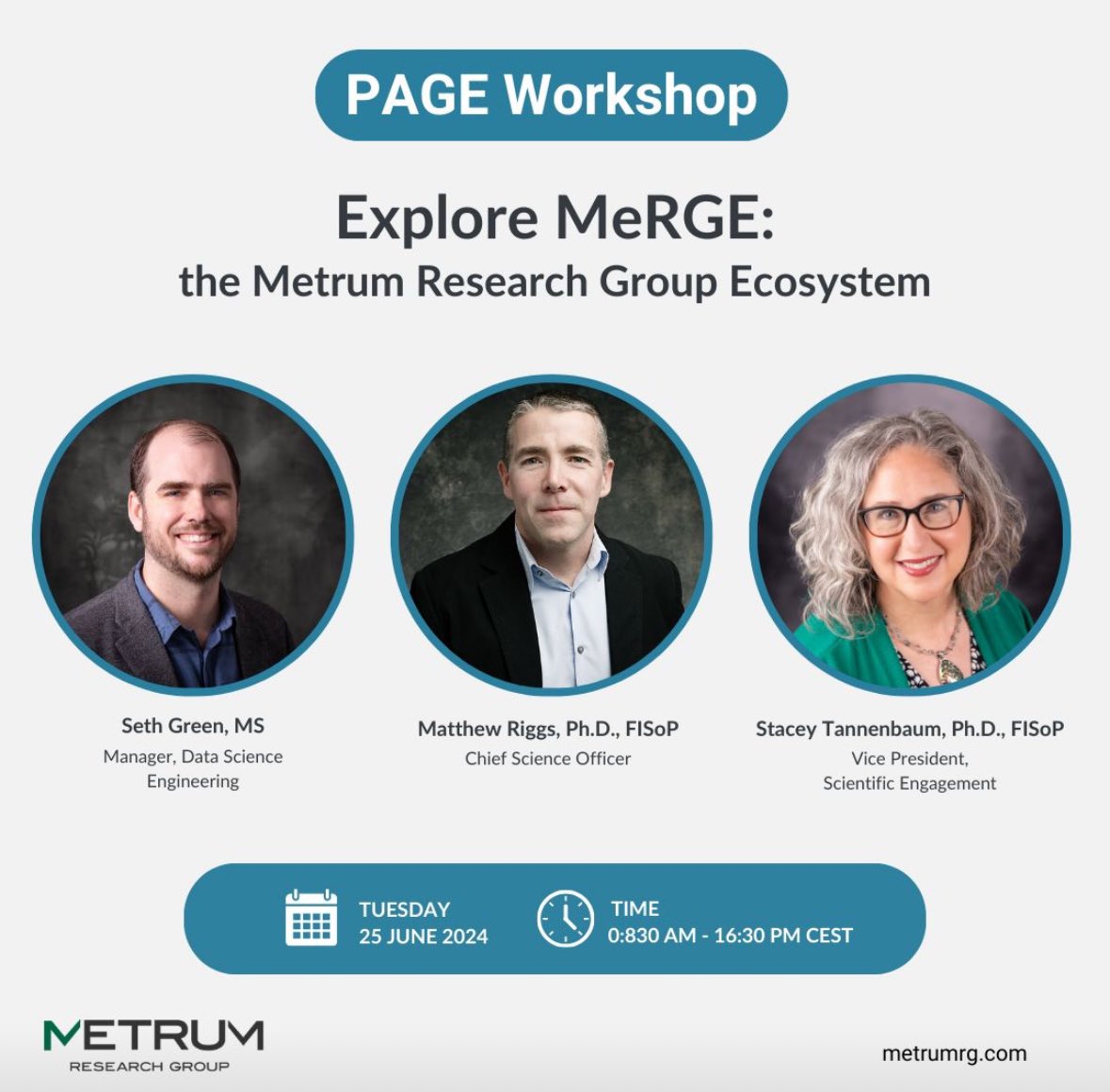 MetrumRG will be hosting a one-day workshop on the Metrum Research Group Ecosystem at PAGE!  MeRGE is a suite of freely-available, open-source tools for traceable, reproducible, and scalable pharmacometric workflows. Join us in Rome! 😊
eventbrite.com/e/explore-merg…
