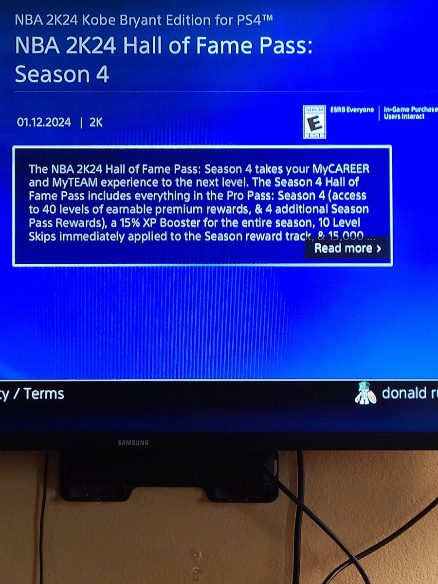 DonaldRumph's tweet photo. @NBA2K #nba2k24 #ps4 it's been over 15 days since I bought premium pass for #season4 but still haven't received perks. What's going on?? https://t.co/4cVQN5RheM