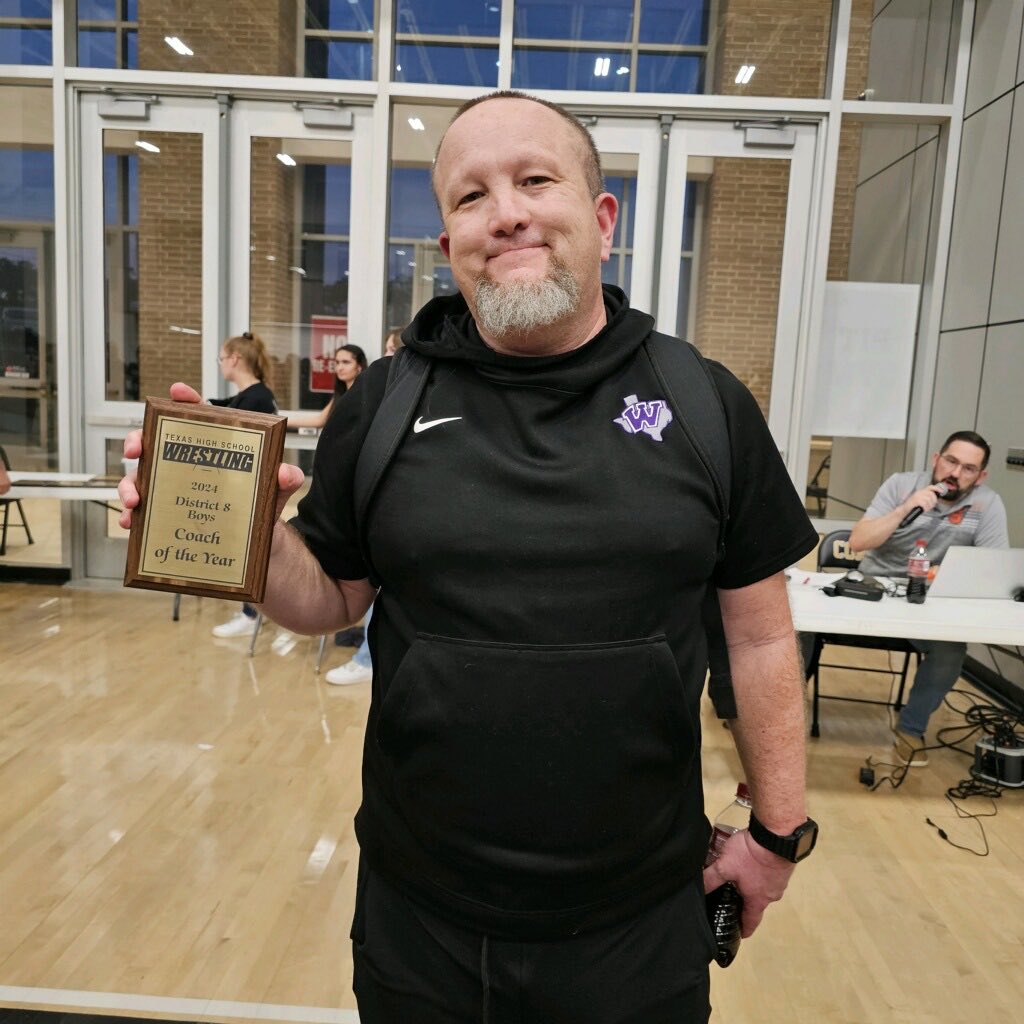 CoachTMiller18's tweet photo. Huge shoutout to Coach Bryan Thomas for being named District 8 Boys Coach of the Year!!! His hard work and commitment to our wrestling program and community do not ever go unnoticed!!! ⁦@CoachThomasBT⁩ ⁦@WillisSchools⁩ ⁦@Willis_HS_TX⁩ 
#4TheREALDub https://t.co/s61Qh24XEF