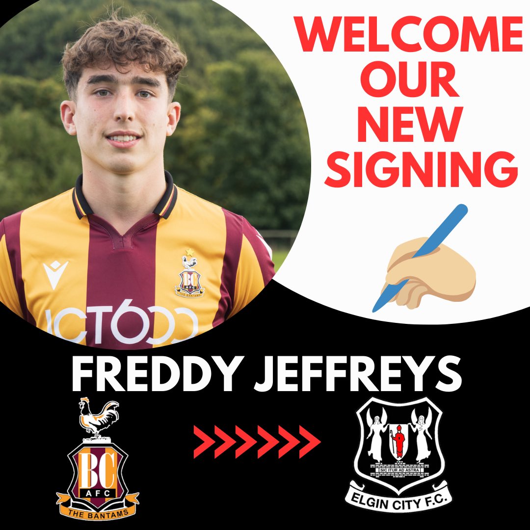 ElginCityFC's tweet photo. SIGNING NEWS ✍🏼

Elgin City are delighted to announce the signing of Freddy Jeffreys from Bradford City on loan for the rest of the season

Freddy is a 18 year old midfielder who made 2 appearances for Bradford City this season in the EFL Trophy

Welcome to the club Freddy ⚫️⚪️ https://t.co/znJNYhuRze