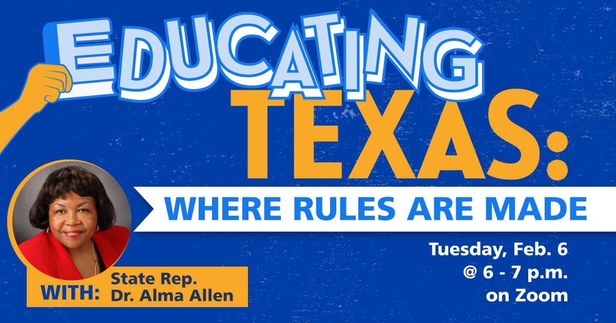 Thank you to all who attended our first Educating Texas session last week! We're back at it on Tuesday, Feb. 6, with a Texas Civics 102 lesson with special guest @RepAllenTX131. RSVP: mobilize.us/s/26uWD3?utm_c…