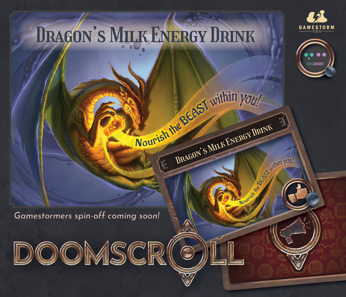 Unleashing the power of dragons to conquer deadlines and soar to new heights! Just cracked open a bottle of Dragon's Milk – the ultimate project launch potion! 3 weeks until launch! SIGN UP NOW! tinyurl.com/3fas856w For @GameStormEDU painted by @RachelWanArt #tabletopgames